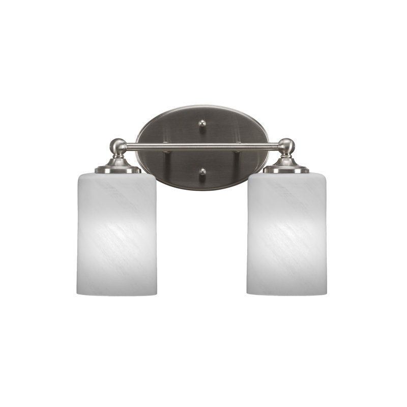 Barre d'éclairage de salle de bain Capri avec verre de marbre blanc de 4 po, Nickel brossé, 2