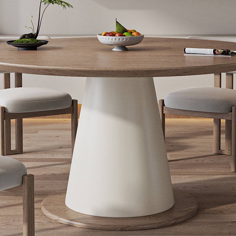 French style round solid wood dining table set