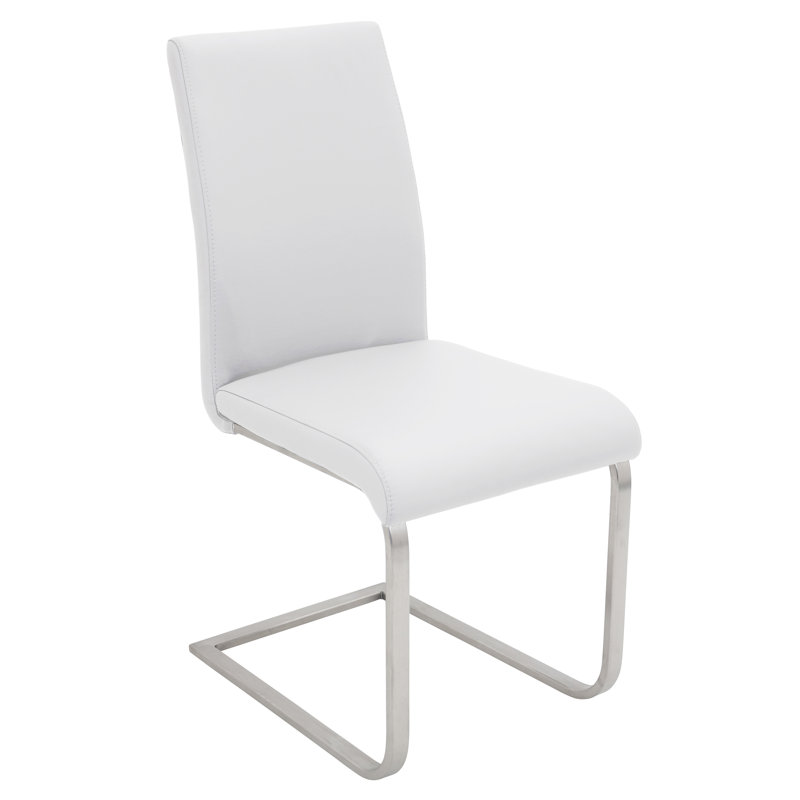 Almaan 19 " H Faux Leather Upholstered Metal Side Chair and Parsons Chair, White