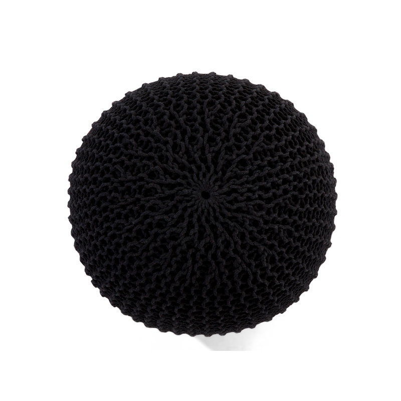 Bentall 40cm Wide Round Pouf Ottoman, Black