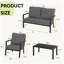 Ensemble de conversation d'extérieur en aluminium 4 pièces avec coussin gris, causeuse et table basse Heim-122879203