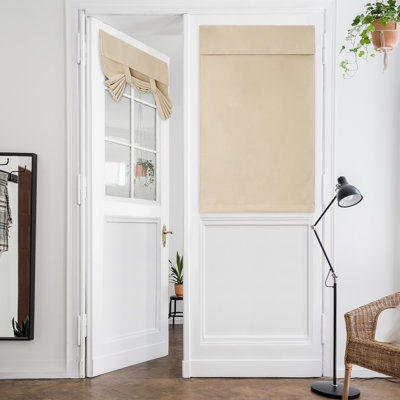  Blackout French Door Curtain, Thermal Insulated Privacy Window Cover with Adhesive Strip