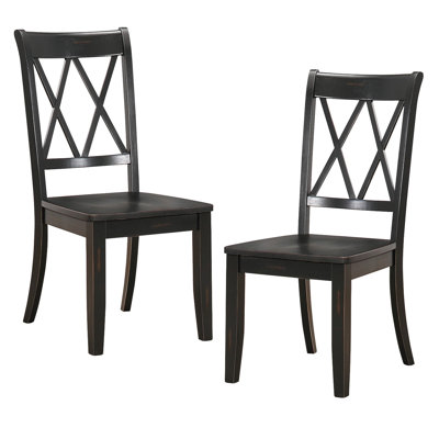 Ensemble de 2 chaises d'appoint à finition noire à dossier en X