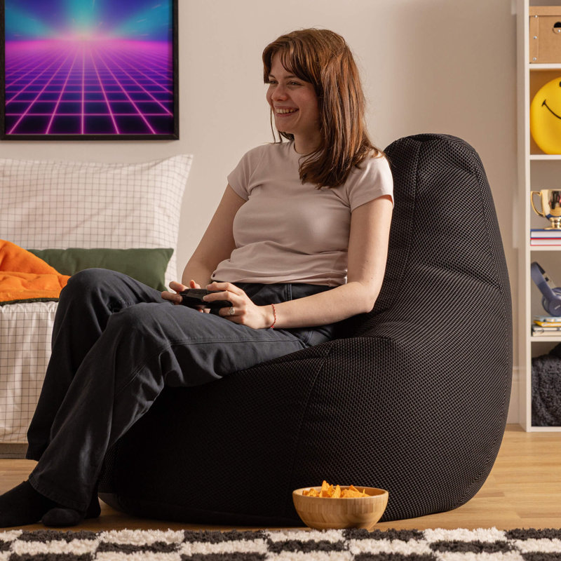 Gaming Performance Mesh XL Recliner Bean Bag, Black