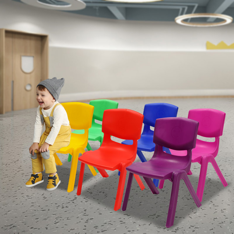 Chaises de classe empilables 6 pièces, chaises d'école en plastique pour la maternelle, garderie et salle de jeux