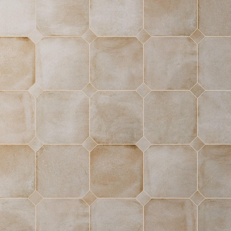 Lavande octogone avec taco 7-7 / 8 po X 7-7 / 8 po Carreau de porcelaine pour plancher et mur, Beige