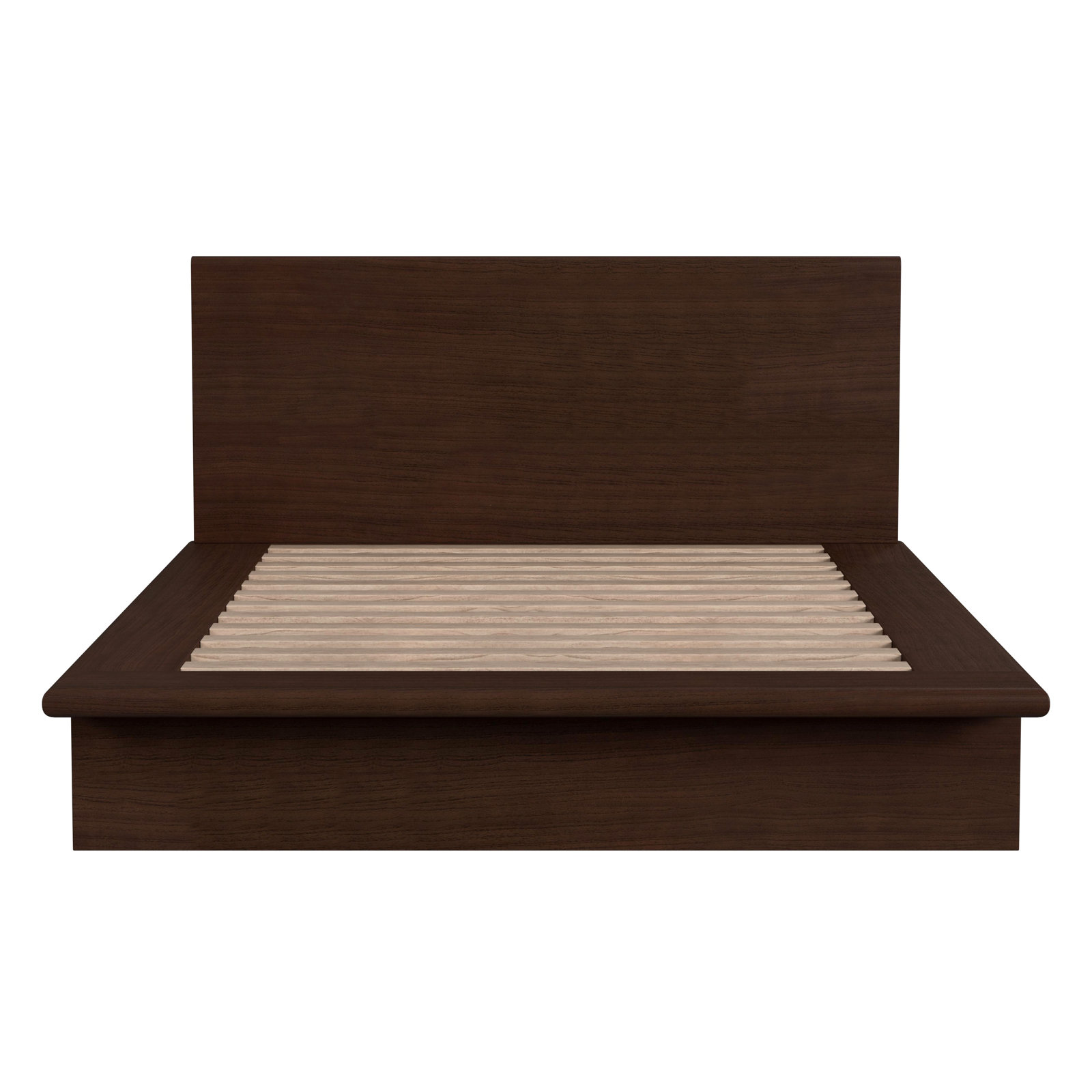 Soleil Wood Platform Bed, Queen, Brown