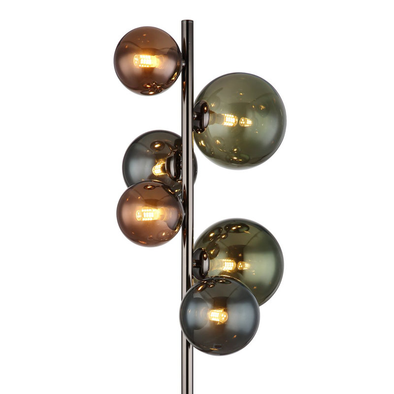 155cm Traditional Floor Lamp, Silver/Black, Grey/Brown/Blue