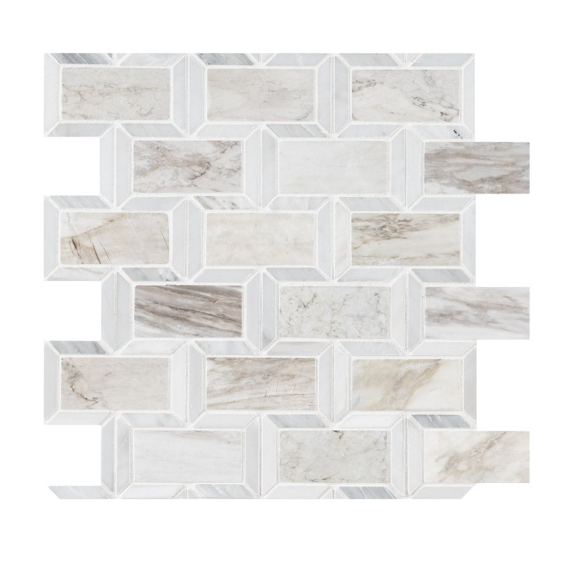 Auralie Framix 12 in. x 14 in. Polished Marble Mosaic Floor and Wall Tile, Auralie