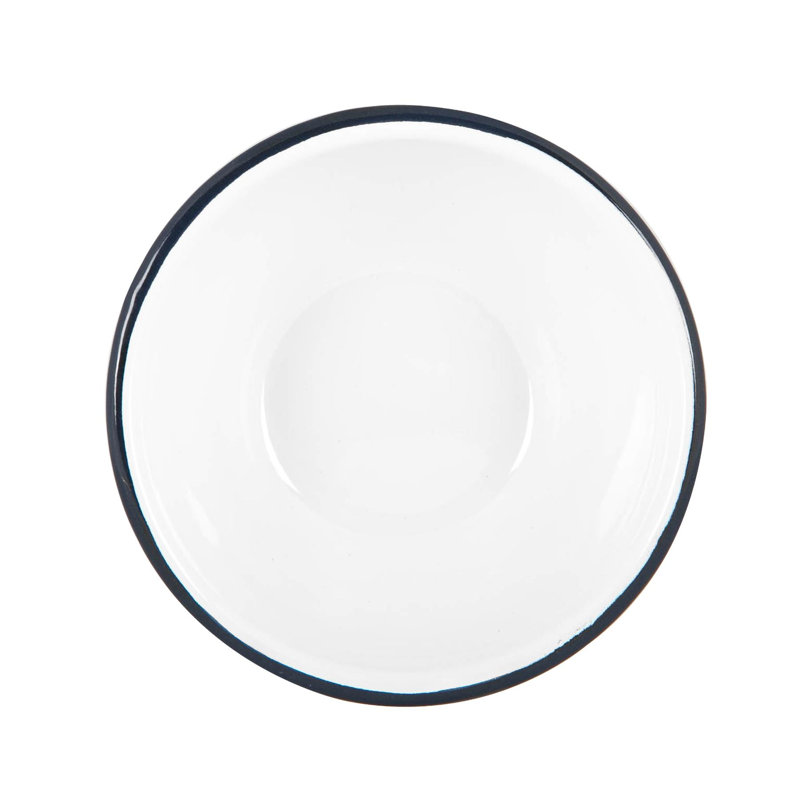 Argon Tableware - White Enamel Bowls - 16cm - Set of 12, Blue