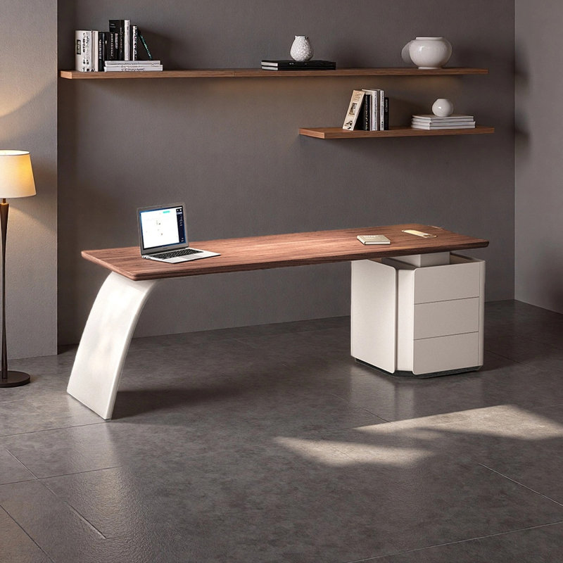 Bureau d'ordinateur moderne de luxe, H 29,53 po x l 62,99 po x P 27,56 po, Brun