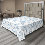 Ambesonne Tropi Top Flat Sheet Simplified Palm Foliage Deep Sky Blue and White