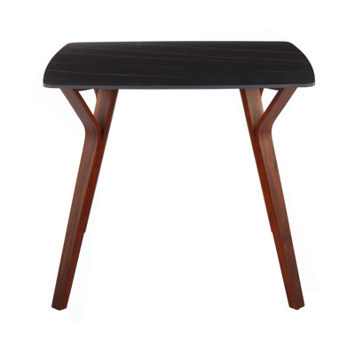 Table de salle à manger en bois de noyer et marbre texturé noir