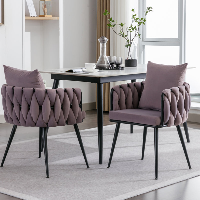 Maylyn 18'' H Tufted Velvet Armchair, Purple