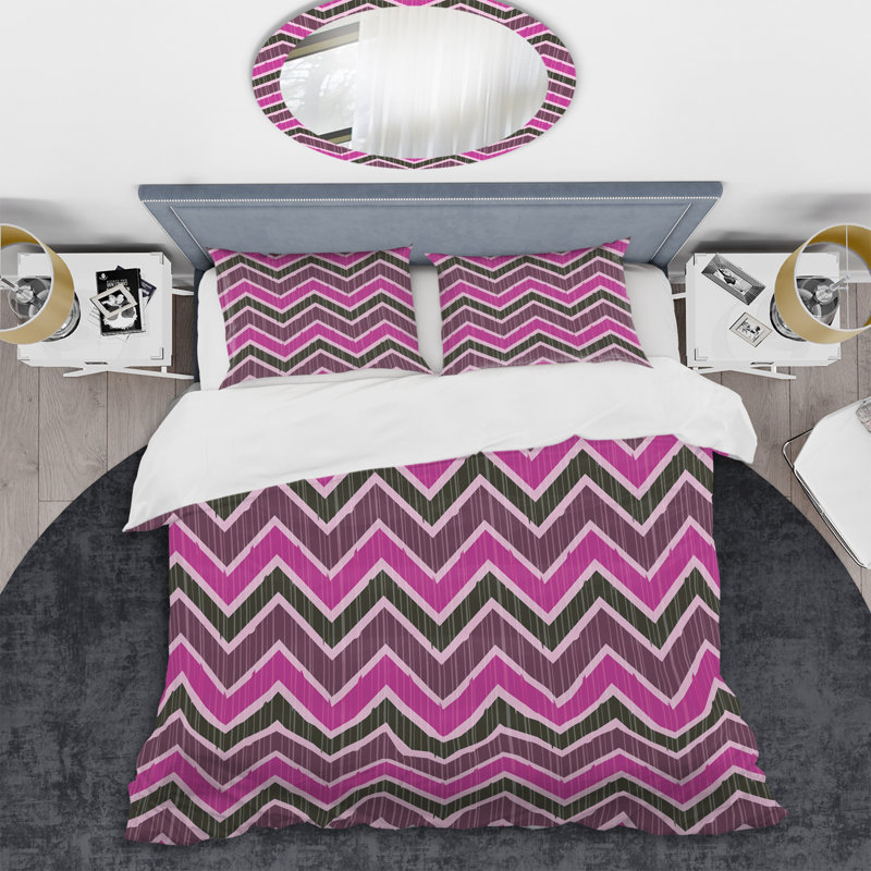 Ensemble de housse de couette en microfibre rose / vert / mauve 3 pièces, Housse de couette pour très grand lit et 2 très