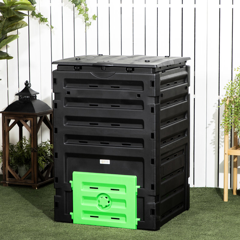120 Gallon Compost Container - , 80 Vents For Quick Creation, 2 Sliding Doors, & Portable, Black Garden Apparatus By , Fertile Soil Compost, Lightweight,
