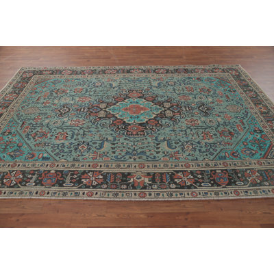 Tapis bleu rétro 6x9