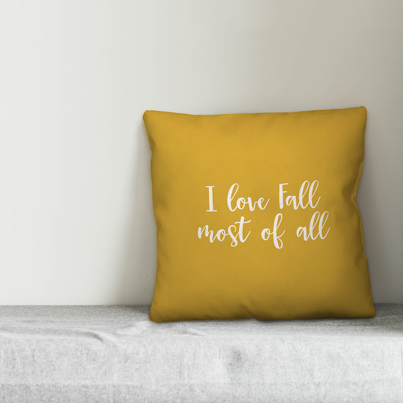  Coussin décoratif «I Love Fall Most of All», Moutarde, Coussin décoratif