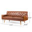 Brun Mid-Century moderne avec, l 72,68 po x P 30,5 po, H 32,09 po, revêtement en polyuréthane, coussins décoratifs roulés, coutures gaufrées pour le salon, tissu, pieds évasés