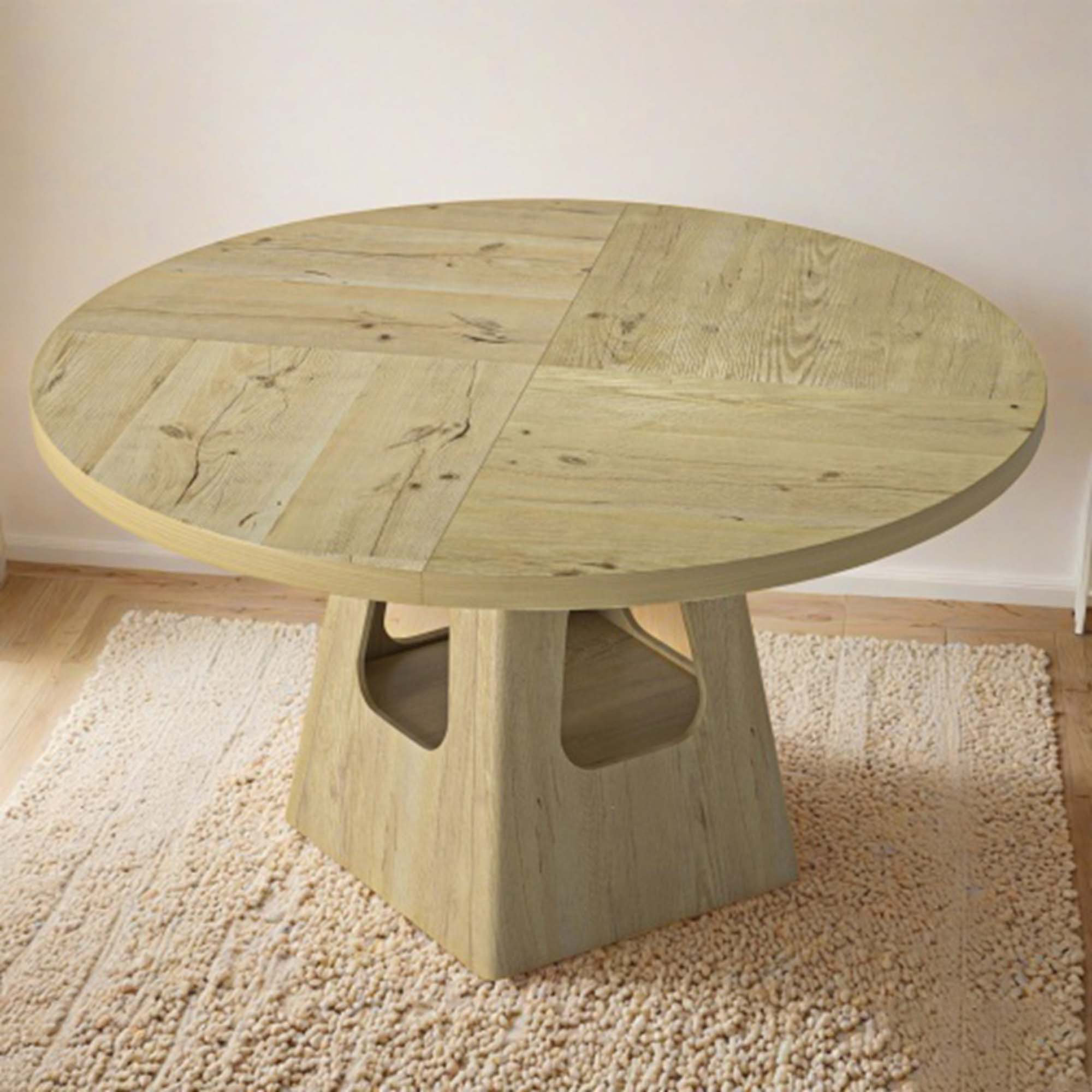 Ebern Designs Round Dining Table for 4-6, 47 Inch with Wooden Top and ...