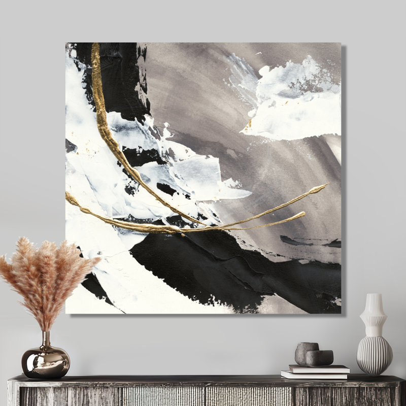 Abstract Canvas Wall Art, Glam Painted Arc Modern Print - Glam Painted Arcs II, 46" H x 46" W, Wrapped Canvas, Does Not Apply