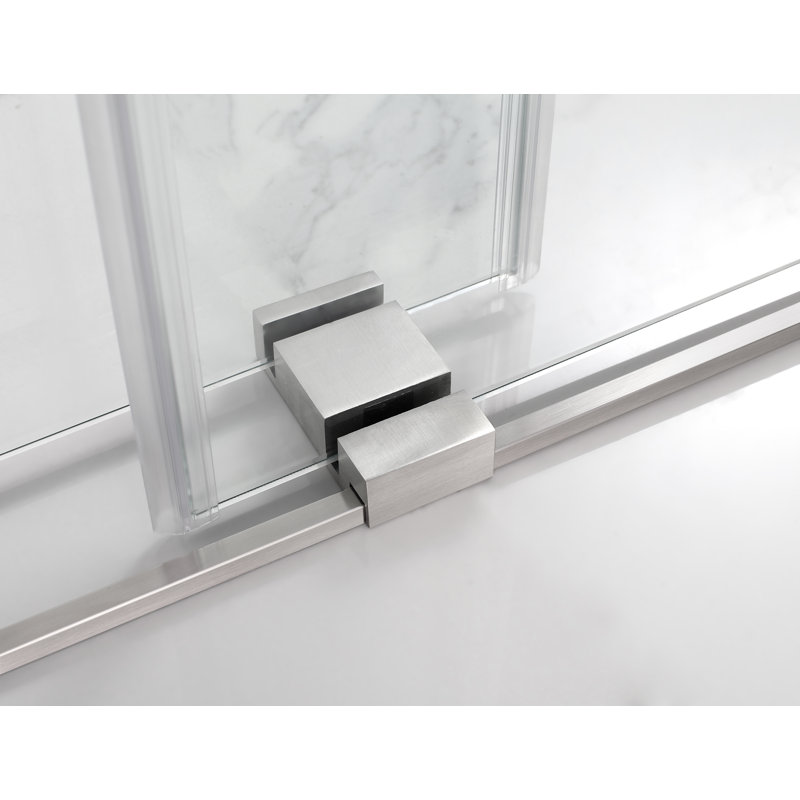 Rivage Double-Bypass 75" H Sliding Frameless Shower Door, Stainless Steel