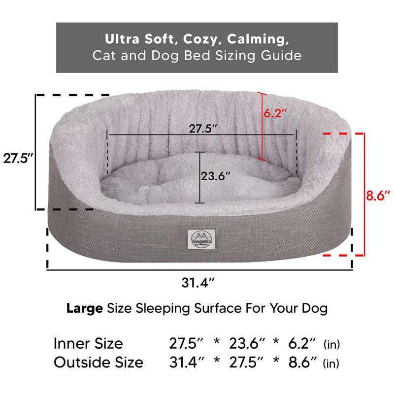 Jungolica Orthopedic Pet Bed, 80cm H x 70cm W x 22cm D, Grey