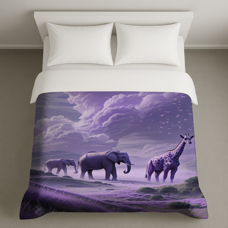 Housses de couette mauve paysage Savannah, Lit simple