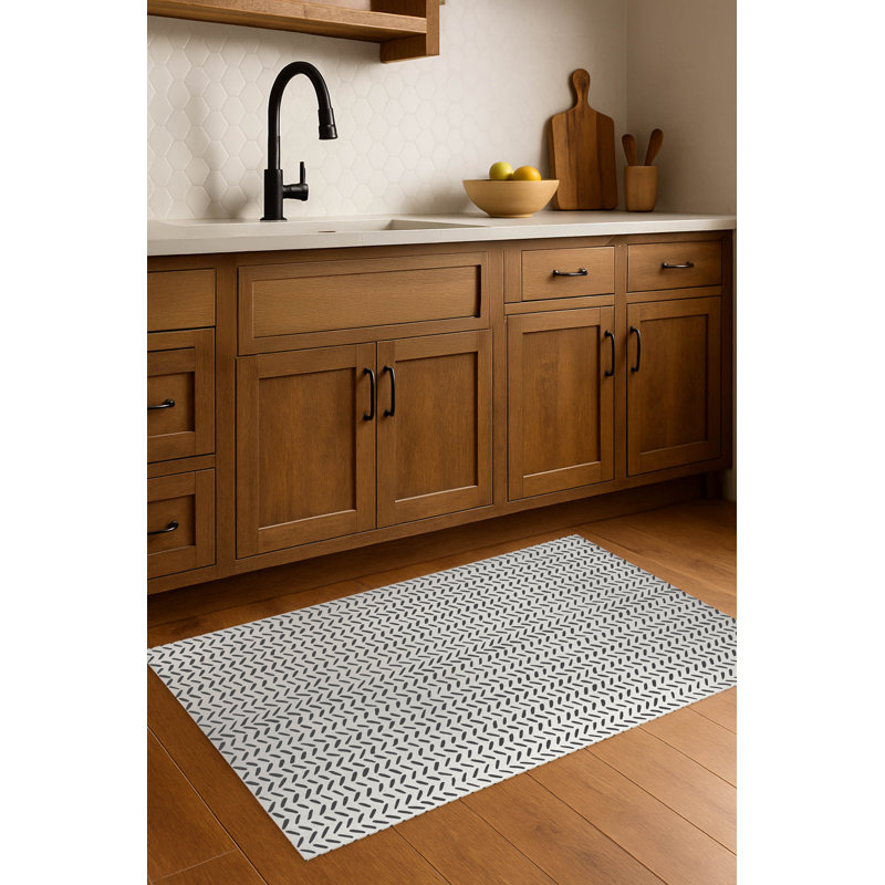 Tapis de cuisine antidérapant Dream Splat, Rectangulaire 3 pi x 5 pi, Ivoire/gris anthracite