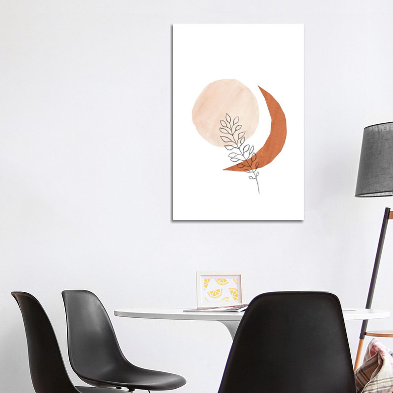 Sun Moon And Plant by Whales Way - Wrapped Canvas Painting, 66.04 cm H x 45.72 cm W x 1.91 cm D