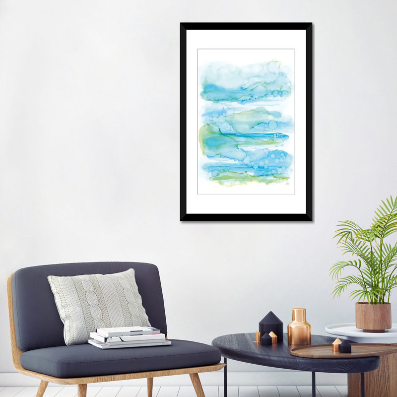 «Drifting by II», reproduction sur toile, H 32 po x l 24 po x P 1 po, Papier d'art encadré noir, Blanc
