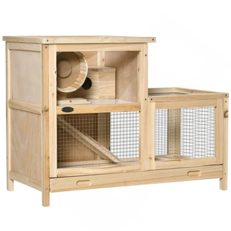 Cage à hamster en bois à 2 niveaux