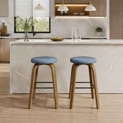 Ensemble de deux tabourets de bar rotatifs sans dossier Mid-Century Modern