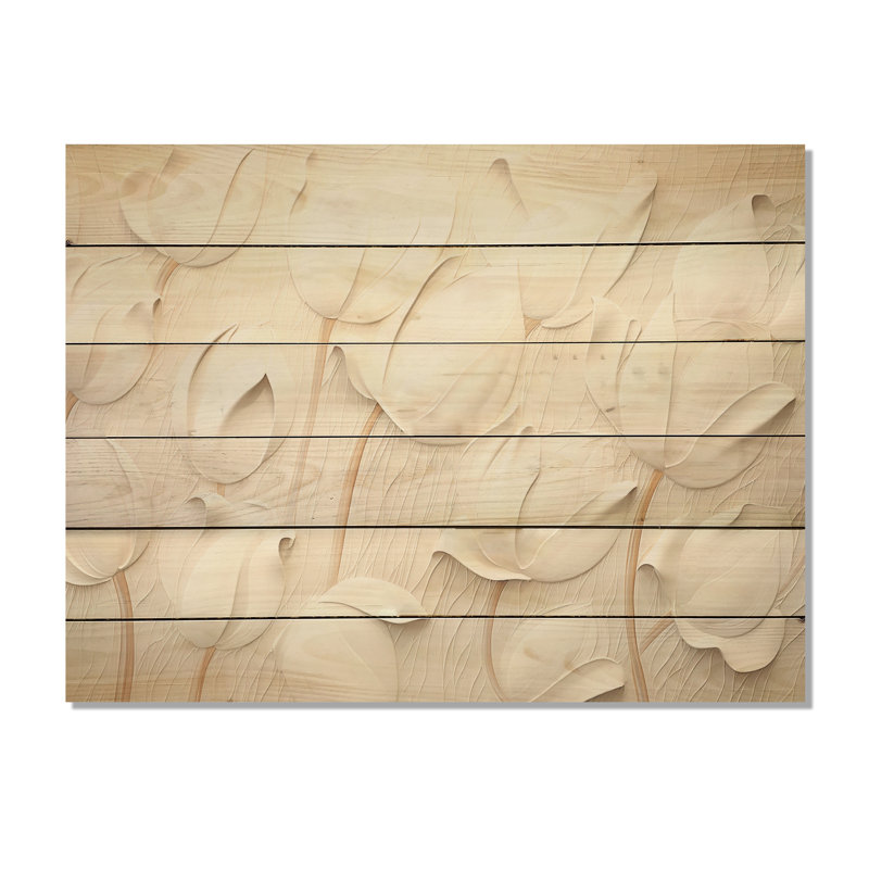 Minimalisme, tulipes, symphonie - tulipes, art mural sur bois de pin naturel, H 24 po x l 32 po