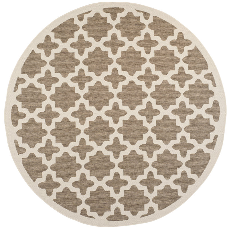 Tapis d'intérieur / extérieur à motif géométrique Clarksburg Performance, Rond 7 pi 1 po