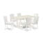 Ensemble de mobilier de salle à manger 7 pièces composé d'une table de salle à manger rectangulaire avec pieds en V et 6 chaises rembourrées en similicuir blanc, multicolore-843776057
