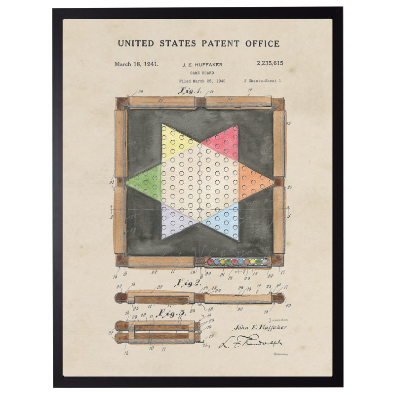 Game Board Patent in Black Frame