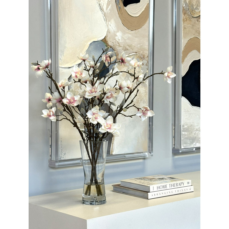 Butterfly Magnolias in Vase with Faux Water