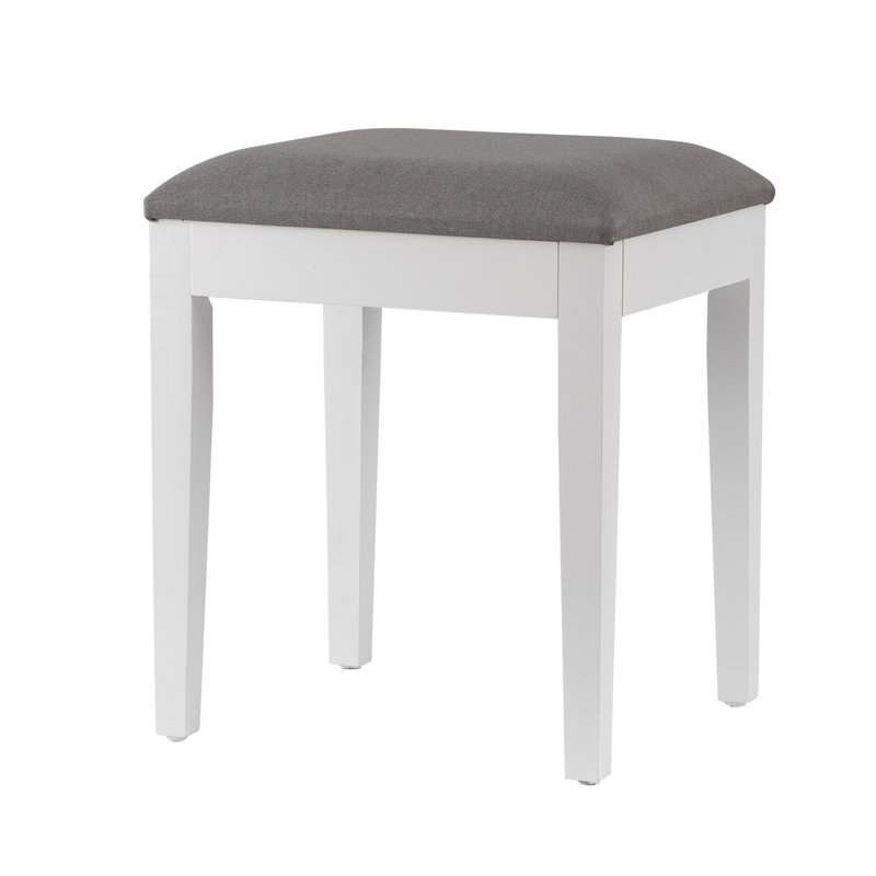 Manufactured Wood Accent Stool, Grey, Linen