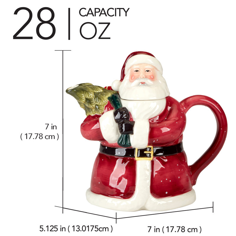 Théière 3D Santa's Secret - Père Noël 7 po x 5,125 po x 7 po 28 oz