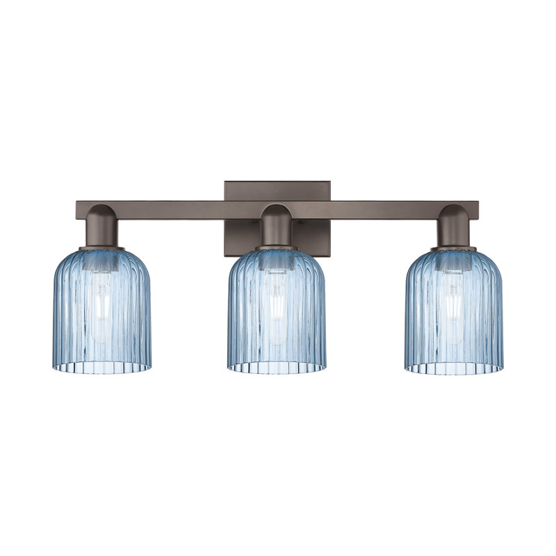 Voile de mariée - bronze huilé - lumière de meuble-lavabo, Bleu / bronze huilé