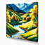 Aquarelle, paysage, 13, art mural sur toile verte-610751510
