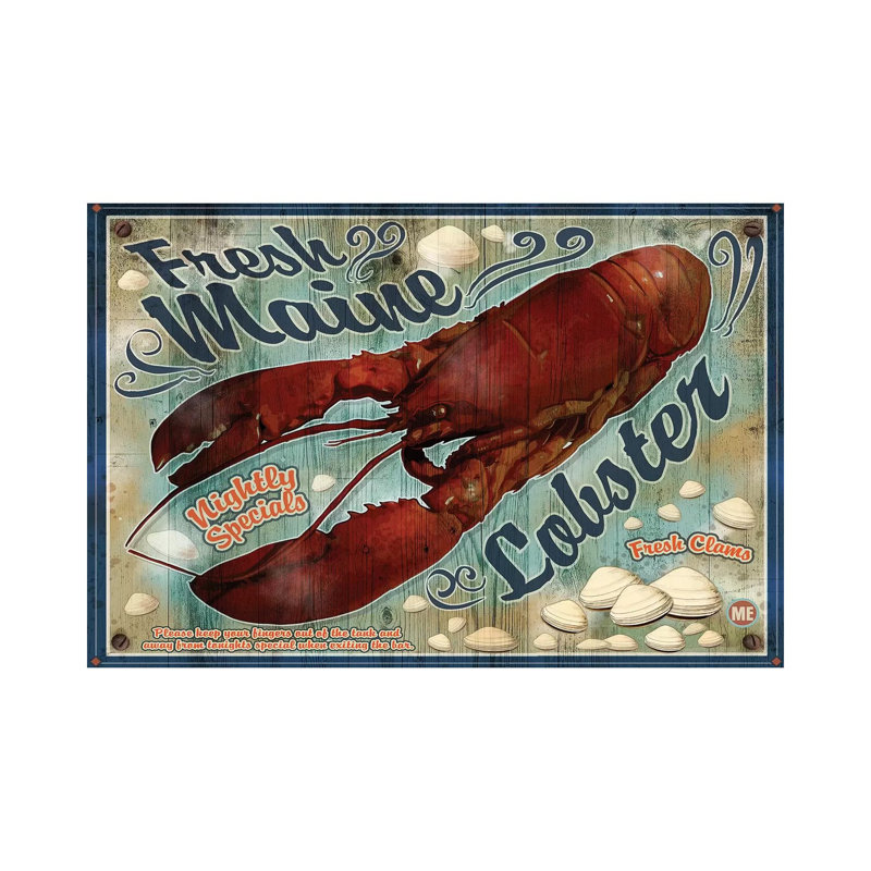 Fresh Maine Lobster Sign - Wrapped Canvas Print, 20.32 cm H x 30.48 cm W
