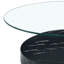  Table basse double couche avec finition en marbre noir, plateau ovale et design artistique moderne, marbre noir