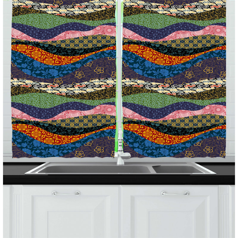 Abstract Pointed Kitchen Curtain