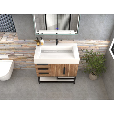 Jessica 35.5'' Single Bathroom Vanity with Stone Top