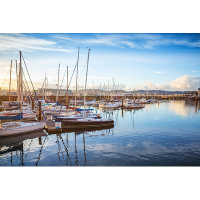 View of The Old Port of Gijon and Yachts at Sunset, Spain by Sima_Ha