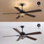 Lustre 65 pouces de style ventilateur Tiffany avec télécommande 6 vitesses réversible 5 pales double brun noir rétro