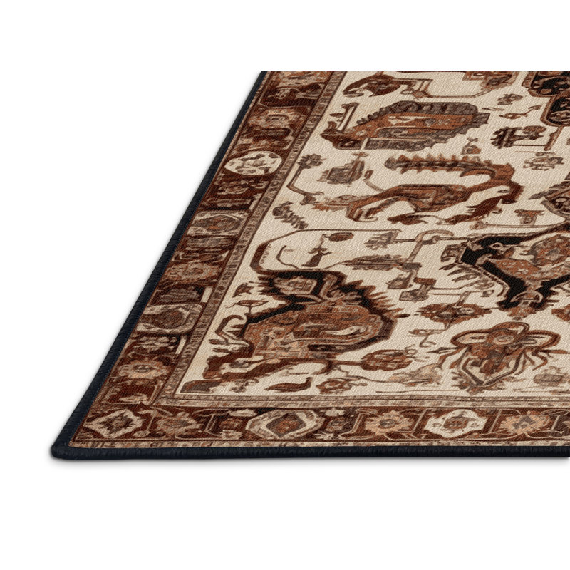 Tapis brun lavable à la machine, Carré 5 pi