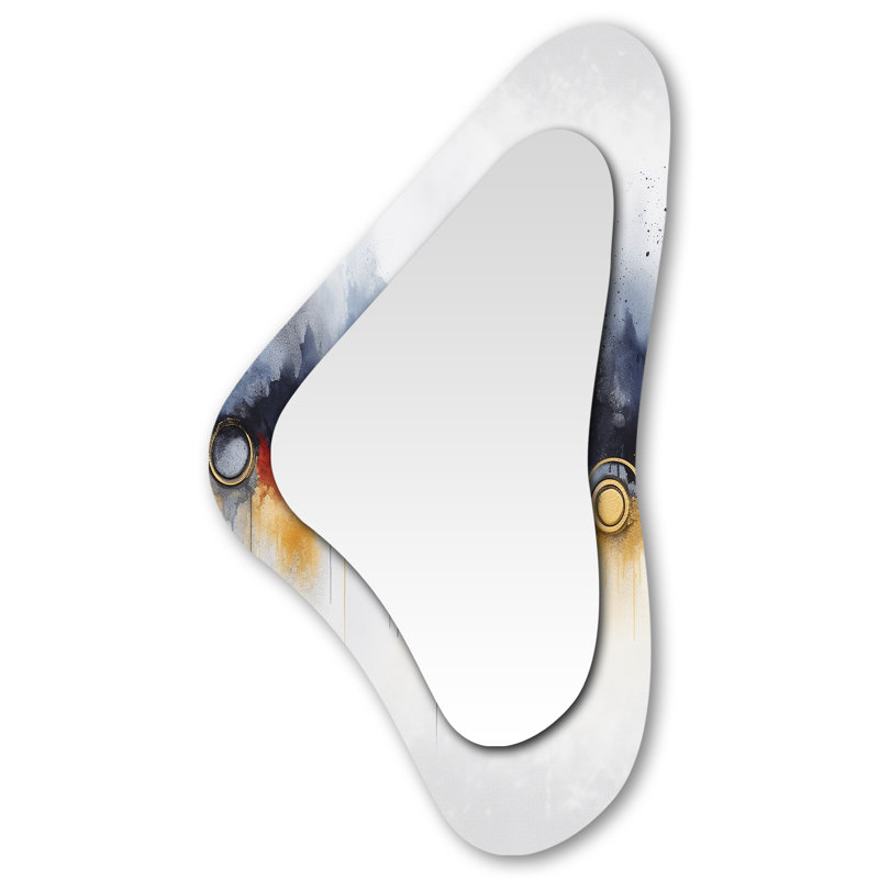 Bleu et jaune harmonie fluide peinture V - formes abstraites 3D miroir irrégulier moderne grand mur